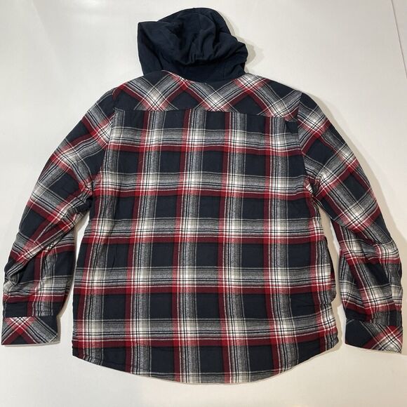 Legendary Outfitters Men’s Shirt Jacket Hood Snap Button Black Red XL New - Picture 8 of 8